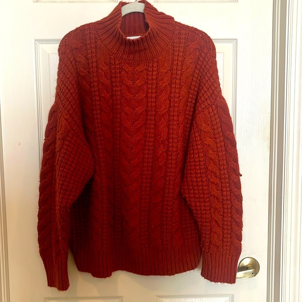 # Ava & viv 2x rust color cable knit mock neck sweater
